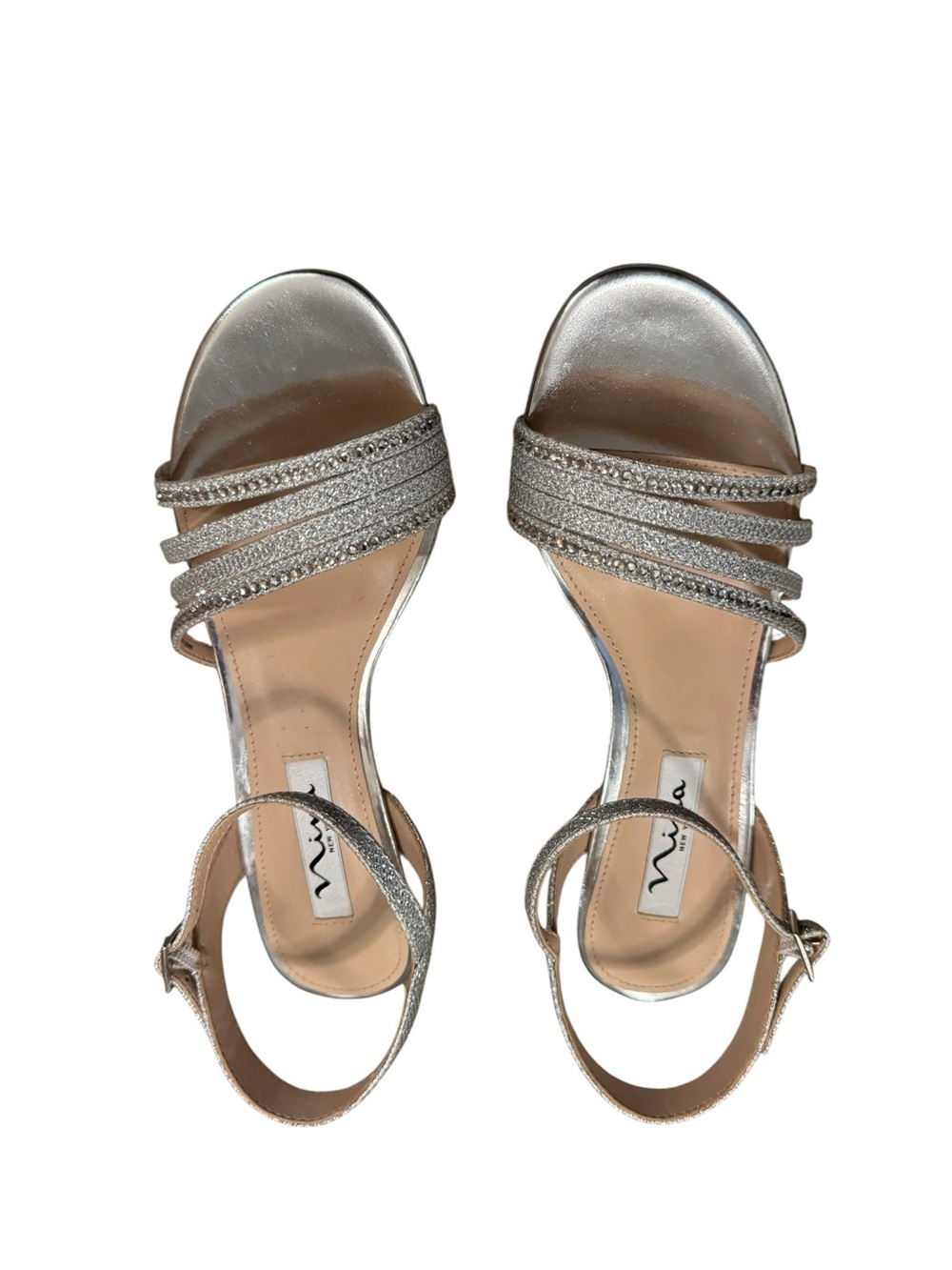 Nina Nelena Silver Sparkle Strappy Sandals Women’s Size 7 - Picture 2 of 9